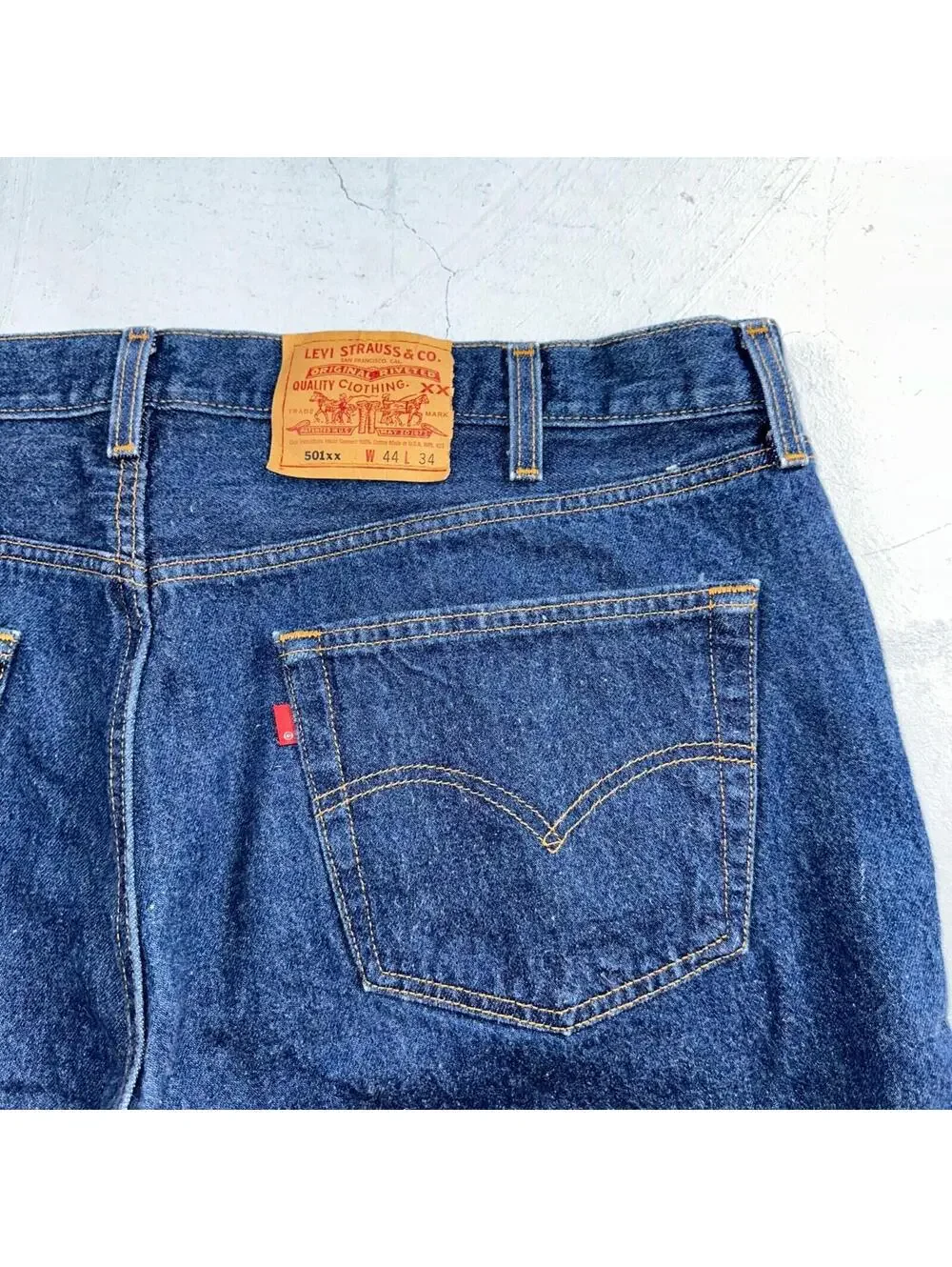 Levis 501 Vintage 90s USA XX Straight Leg Jeans Blue Dark Wash 44x34 Act 41x31